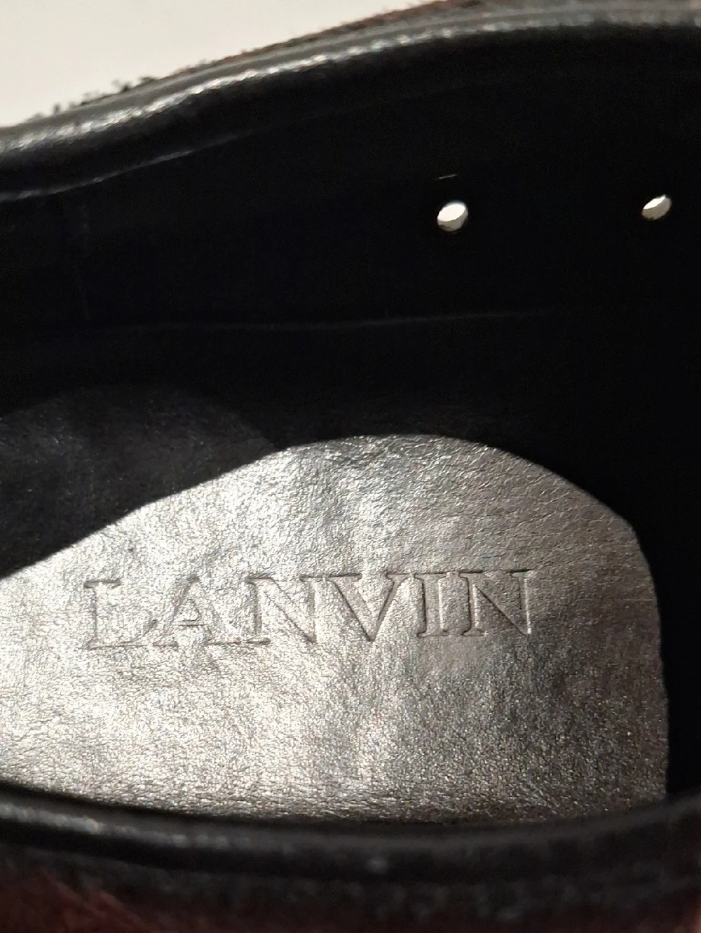 Lanvin Men's Brown Suede and Black Patent Leather Toe Cap Low-Top Sneakers